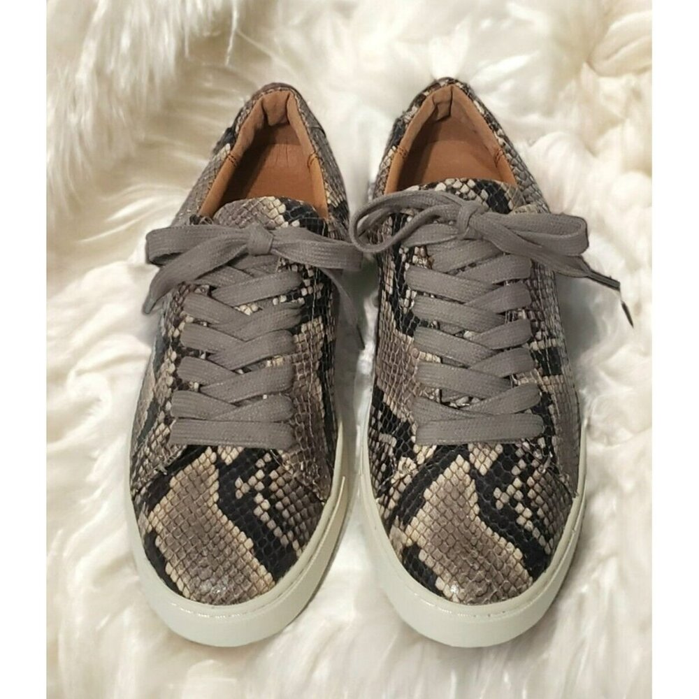 Frye Snakeskin Leather Sneaker Shoes Gym Italian Ivy Lace Black Gray Reptile 7